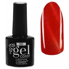 Гель-лак для ногтей Luazon 3D Gel color, 10 мл, красный/золотые блестки