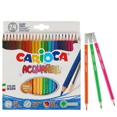 Набор цветных карандашей "Carioca Acquarell", 24 матовых цвета, эффект акварельных красок