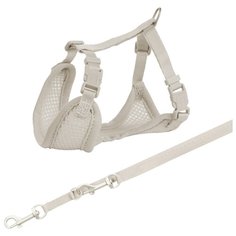 Шлейка с поводком для щенка "Junior", 26-34 см/10 мм, цвет: светло-серый Trixie