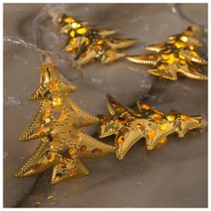 Гирлянда Luazon Lighting Нить с насадками “Елочка” 4 см, 4 м, LED-20-220V, 8 режимов, нить прозрачная, свечение теплое белое (2388640)