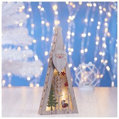 Фигура деревянная Luazon Lighting "Елка Дед Мороз", (от батареек) 5 LED, белая (3667593)