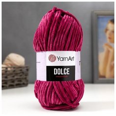Пряжа YarnArt "Dolce", 100% микрополиэстер, 120 м/100 гр, (766 темная фуксия)