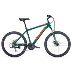 Велосипед FORWARD HARDI 26 2.1 disc (26" 21 ск. рост 18") 2020-2021, зеленый матовый/оранжевый, RBKW1M66Q017