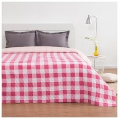 Покрывало Экономь и Я 1,5-спальное, "Клетка", красно-белый, 150*210+-5 см, новосатин