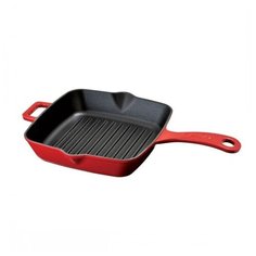 Чугунная эмалированная сковорода-гриль 20х20 см, красный, Lava LV P GT 2020 K0 R