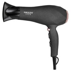 "Фен DELTA LUX DL-0941 :ТУРМАЛИНОВАЯ ИОНИЗАЦИЯ, 2400Вт, черный с розовым(12)"