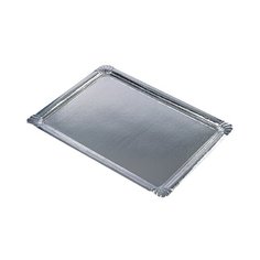 Поднос сервировочный ДхШ 455х340 мм прямоугольный КАРТОН СЕРЕБРИСТЫЙ PAPSTAR