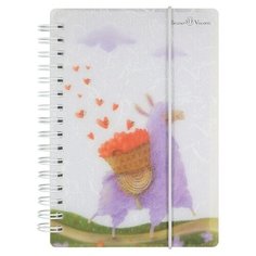 Блокнот "CUTE JOURNAL" А6+,80 Л. на гребне С РЕЗИНКОЙ "ЛАВАНДОВЫЕ ЛАМЫ" 3 ВИДА, ЛИНЕЙКА Bruno Visconti