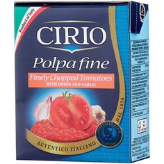 Томаты Polpa fine очищенные резаные с луком и чесноком Cirio, 390 г