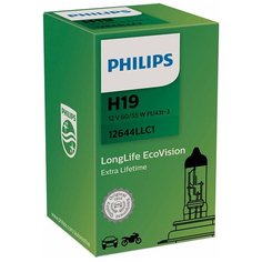 Лампа автомобильная галогенная Philips LongLife EcoVision 12644LLC1 H19 60/55W 1 шт.