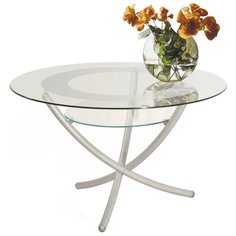 Столик журнальный Мебелик Дуэт 4, d: 85 см, металлик/прозрачный