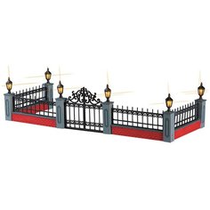 Фигурка LEMAX Кованый ажурный забор с подсветкой 8 х 22 см черный/красный/серый