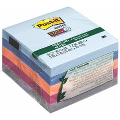 Post-it Блок-кубик Super Sticky, 76 х 76 мм, 5 блоков по 90 листов (654-5SSNRP) синий/фиолетовый/розовый