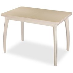 Стол кухонный Домотека Румба ПР-1 КМ 07 ВП, раскладной, ДхШ: 120 х 80 см, длина в разложенном виде: 157 см, 06/МД бежевый/молочный дуб 07 ВП МД молочный дуб
