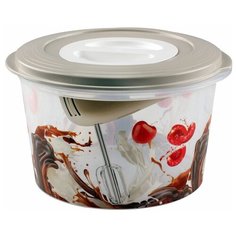 Phibo Емкость для миксера (блендера) с декором 2 л, 19x19 см, прозрачный/бежевый