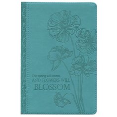 Ежедневник Collezione Весенние цветочки-2 датированный, искусственная кожа, А5, 168 листов, бирюзовый