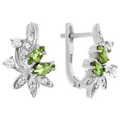 Balex Серьги 2405934888 из серебра 925 пробы с хризолитом природным и фианитом