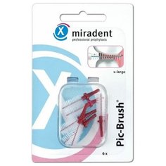 Набор съемных ершиков miradent Pic-Brush X-Large бордовые 6.5 мм, бордовый, 6 шт.