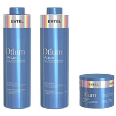 ESTEL OTIUM AQUA Комплект для увлажнения волос (Шампунь 1000 мл и Бальзам 1000 мл.) + Маска 300 мл. в подарок