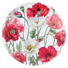 Поднос Agness Маки белый/красный