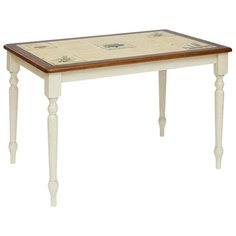 Стол кухонный TetChair CT 3045P, ДхШ: 115 х 76 см, античный белый/тёмный дуб/рисунок прованс