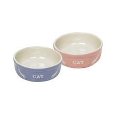 Миска Nobby керамическая, с надписью "Cat" (цвет: голубой), 240 мл