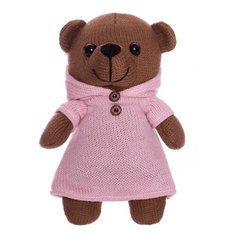 Мягкая игрушка ABtoys Мишка вязаный в розовом платьице, 22см
