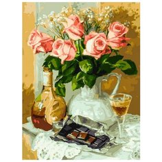 Картина по номерам "Розы и шоколад", 30x40 см Белоснежка