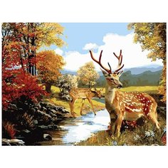 Картина по номерам "Олени", 30x40 см Белоснежка