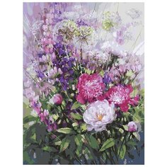 Картина по номерам "Пионы и люпины", 30x40 см Белоснежка