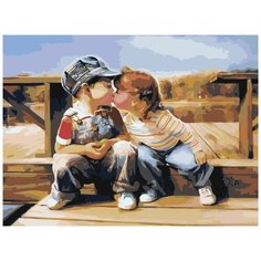 Картина по номерам Живопись по Номерам "Детский поцелуй", 30x40 см