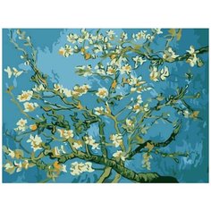 Картина по номерам Цветной "Цветы миндаля" Ван Гога, 30x40 см