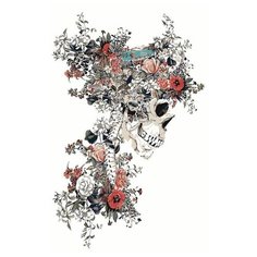 Картина по номерам Живопись по Номерам "Череп в цветах", 40x60 см