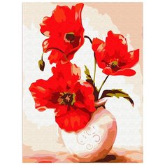 Картина по номерам Цветной "Большие маки в вазе", 30x40 см