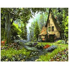 Картина по номерам Цветной "Домик в лесу", 40x50 см