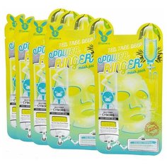 Elizavecca Успокаивающая тканевая маска с чайным деревом Power Ringer Mask Pack Tea Tree Deep, 5шт.