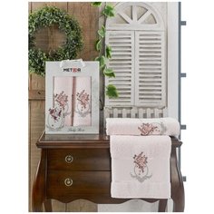 Набор полотенец "LADY ROSE " махра; Арт: 11251-пудра; Размеры: 50 х 90+70 х 140 Meteor