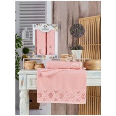 Набор полотенец "ANITA" махра; Арт: 11217-пудра; Размеры: 50 х 90+70 х 140 Two Dolphins