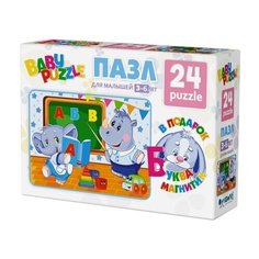 Пазл Origami мини 24элемента + магнитная буква Слоники