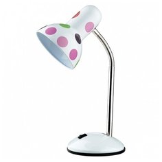 Настольная лампа офисная Odeon Light, 1х60W, хром, размеры (мм)-141x350, плафон - белый с рисунком