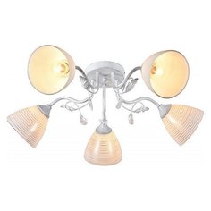 Потолочная люстра Escada, 5х60W, золото, размеры (мм)-650x290, плафон - белый с рисунком