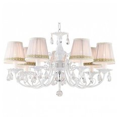 Подвесная люстра Favourite, 7х40W, белый, размеры (мм)-710х1400, плафон - белый с золотой каймой, неокрашенный