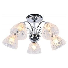 Люстра на штанге Escada, 5х60W, хром, размеры (мм)-600x280, плафон - белый с рисунком