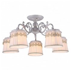 Люстра на штанге Arte Lamp, 5х40W, золото, размеры (мм)-610x300, плафон - белый