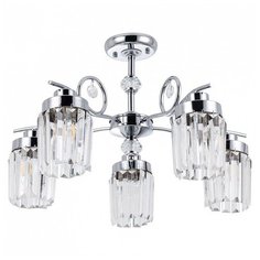 Люстра на штанге Arte Lamp, 5х40W, хром, размеры (мм)-590x395, плафон - неокрашенный