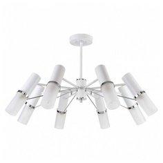 Люстра на штанге F-promo, 8х40W, хром, размеры (мм)-740x440, плафон - белый