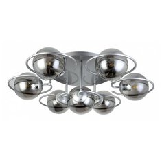 Потолочная люстра EVOLUCE, 7х60W, серебро, размеры (мм)-930x300, плафон - дымчатый