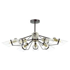 Люстра на штанге Lumion, 8х40W, коричневый, размеры (мм)-860х360, плафон - неокрашенный
