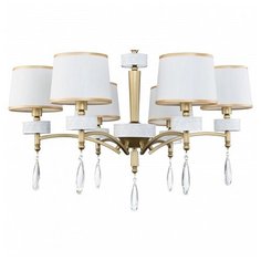 Подвесная люстра Favourite, 6х40W, золото, размеры (мм)-730x1550, плафон - белый с золотой каймой, неокрашенный