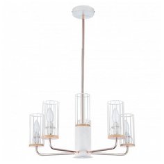 Люстра на штанге Escada, 5х60W, медь, размеры (мм)-580x780, плафон - белый